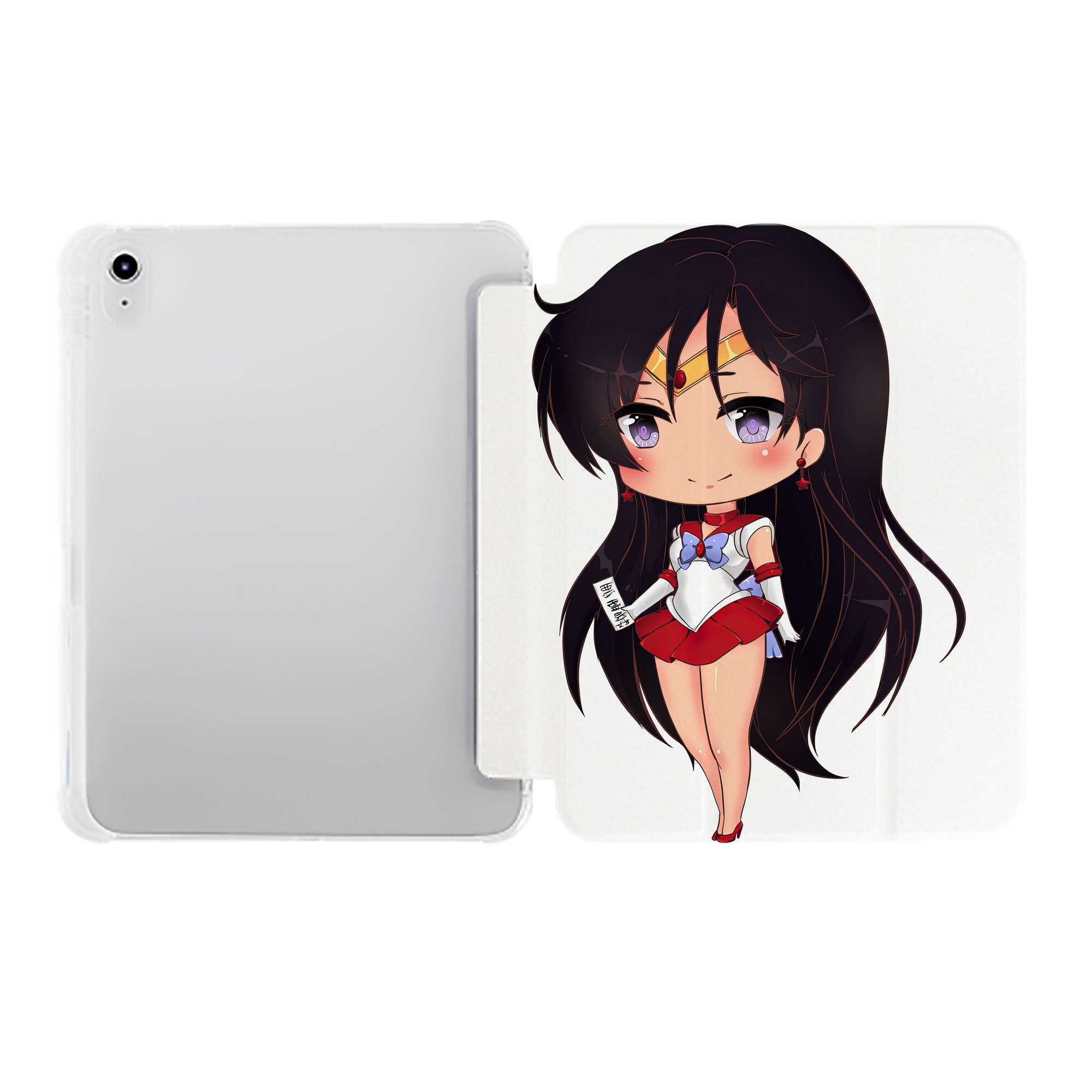 （画像用） 美少女戦士セーラームーン 火野レイ ひの レイ Sailor Moon Hino Rei （セーラーマーズ,Sailor Mars） IPad ケース ペン収納付き 三つ折りスタンド PUレザー×シリコン 対応機種9.5/10.5/10.9インチ